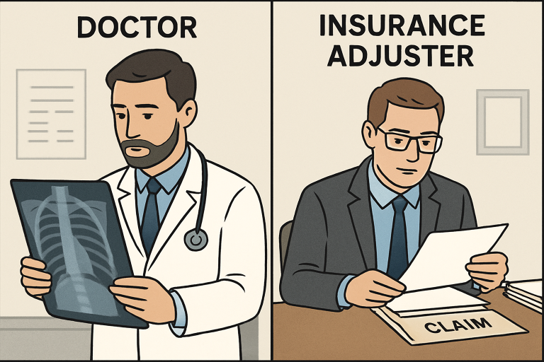 How Doctors and Adjusters See Your Case Differently
